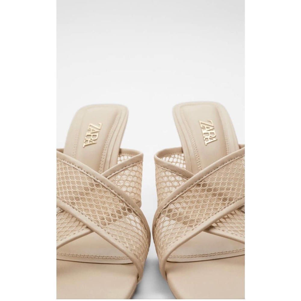 NWT Zara Mesh Heeled Sandals, 9